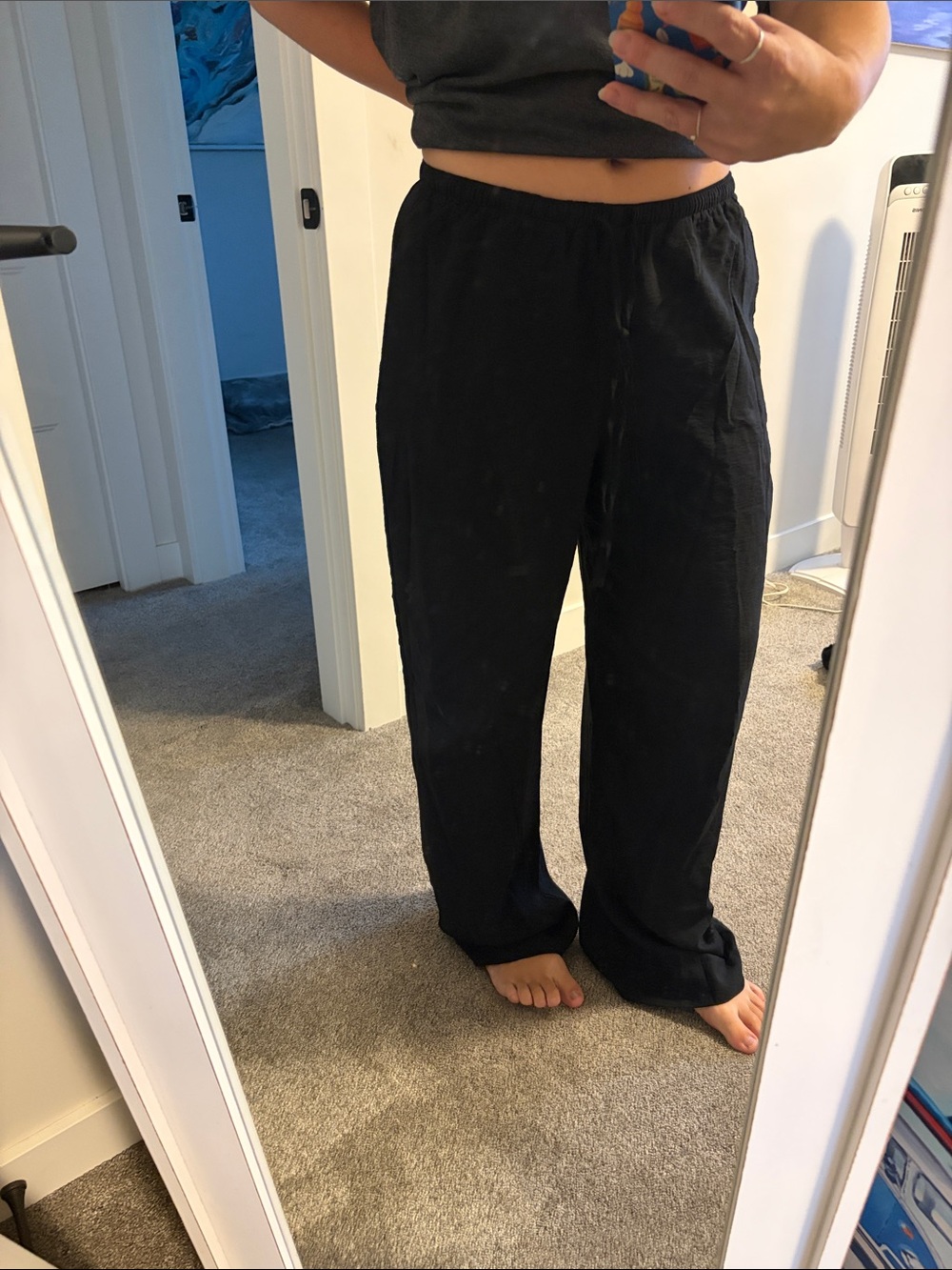 Abercrombie & Fitch Black Pull-on Elastic-Waist Relaxed Pants